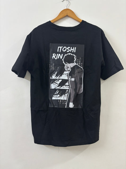 Itoshi Rin Black Graphic T-Shirt – Blue Lock Manga Edition